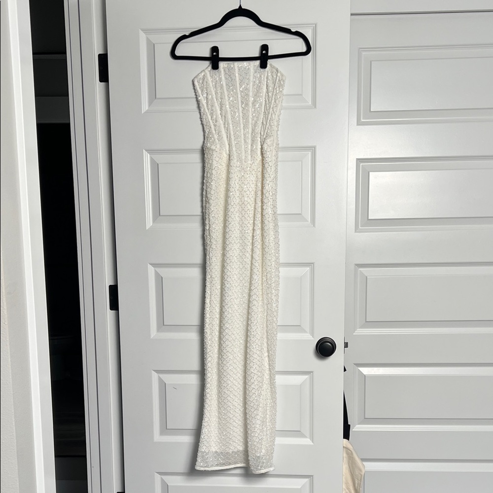 Meshki Strapless Cream Dress